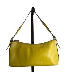 Kenneth Cole Yellow Leather Y2K Shoulder Bag Zip Top Minimalist Underarm